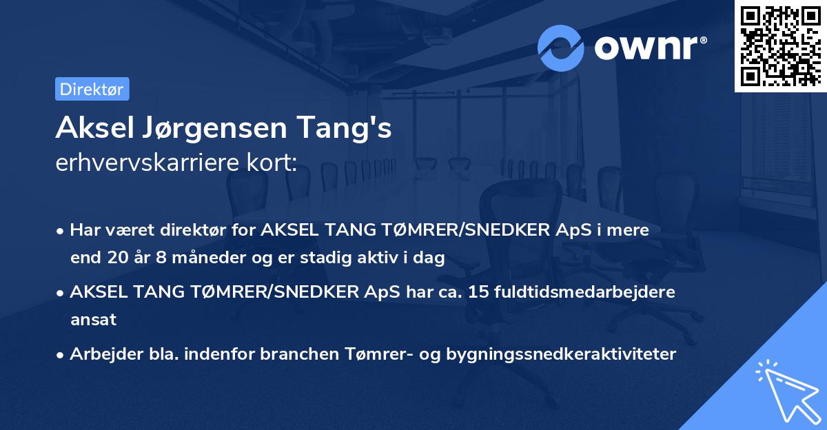 Aksel Jørgensen Tang's erhvervskarriere kort