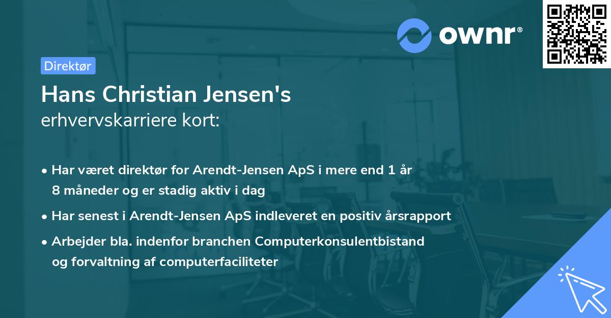 Hans Christian Jensen's erhvervskarriere kort