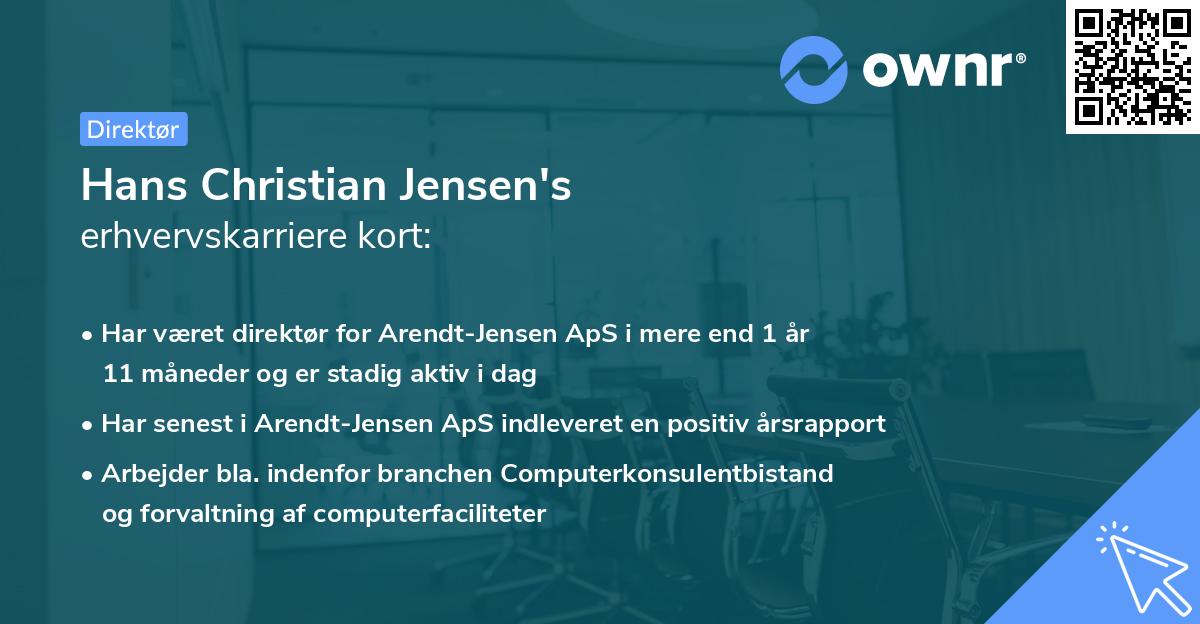 Hans Christian Jensen's erhvervskarriere kort
