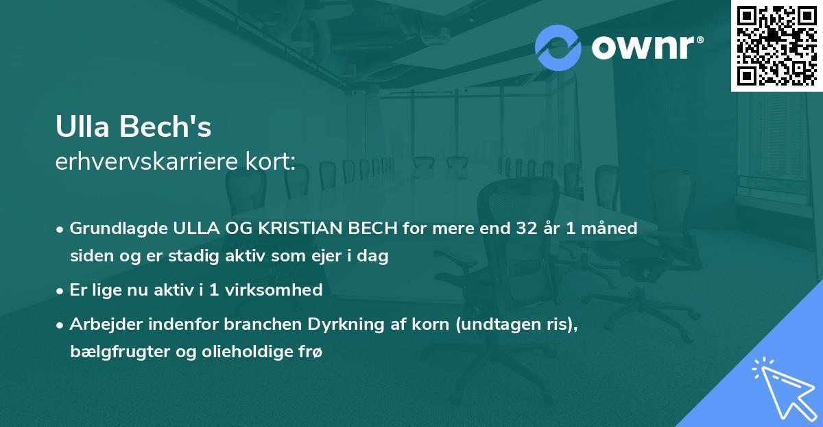 Ulla Bech's erhvervskarriere kort