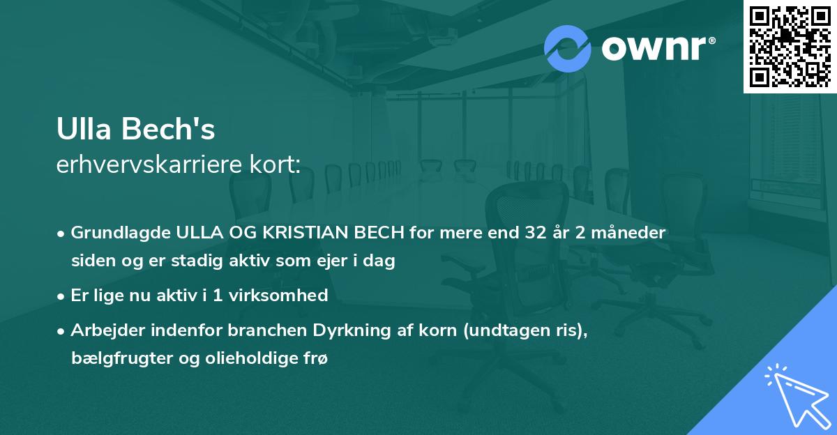Ulla Bech's erhvervskarriere kort