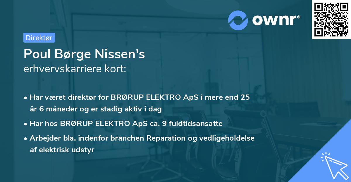 Poul Børge Nissen's erhvervskarriere kort