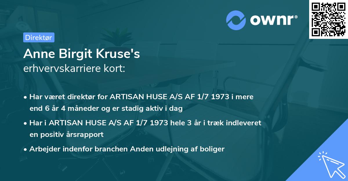 Anne Birgit Kruse's erhvervskarriere kort
