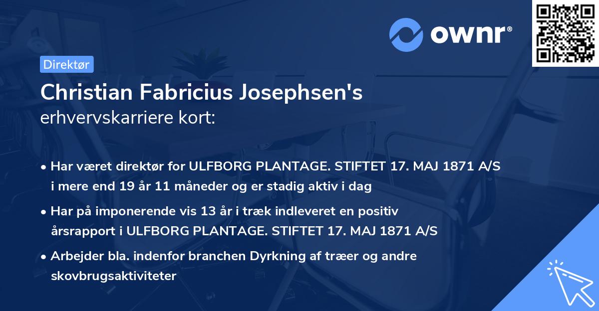 Christian Fabricius Josephsen's erhvervskarriere kort