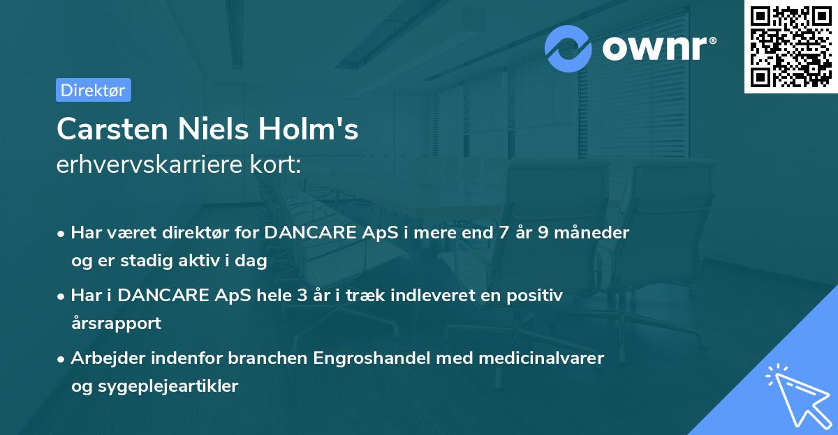 Carsten Niels Holm's erhvervskarriere kort