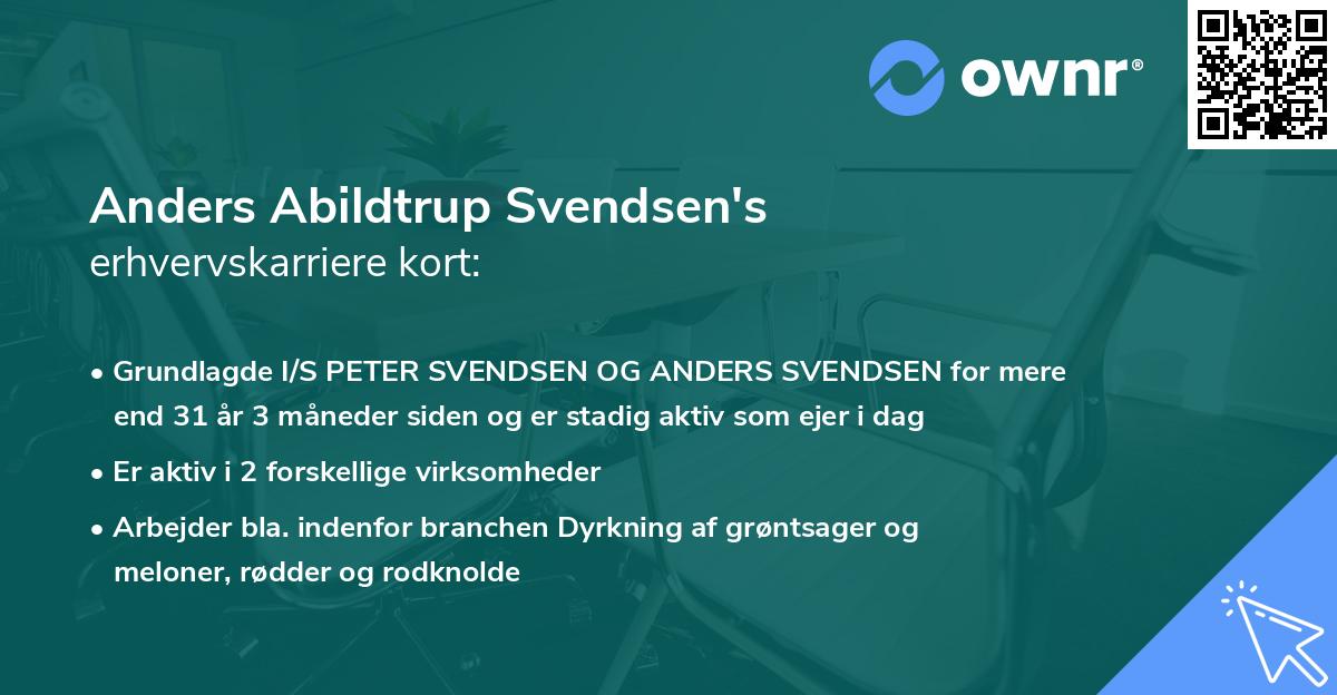 Anders Abildtrup Svendsen's erhvervskarriere kort