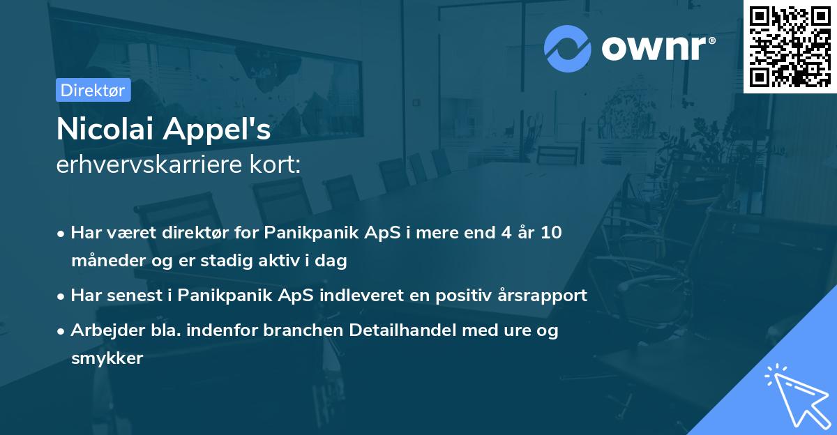 Nicolai Appel's erhvervskarriere kort