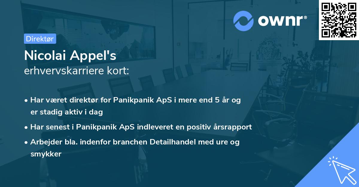 Nicolai Appel's erhvervskarriere kort