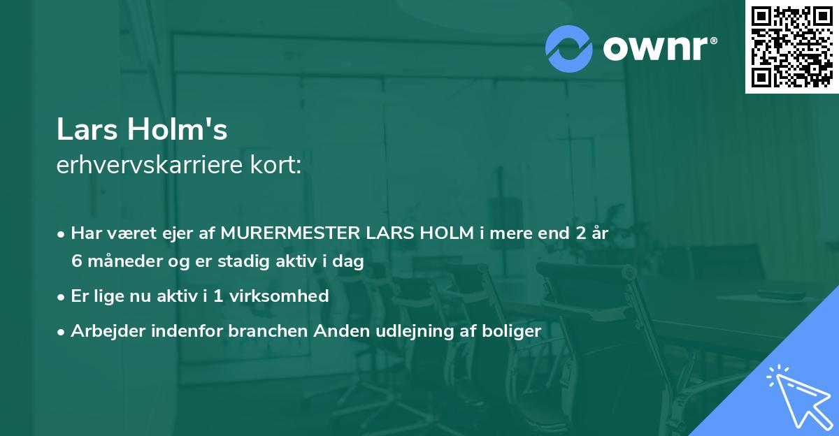Lars Holm's erhvervskarriere kort