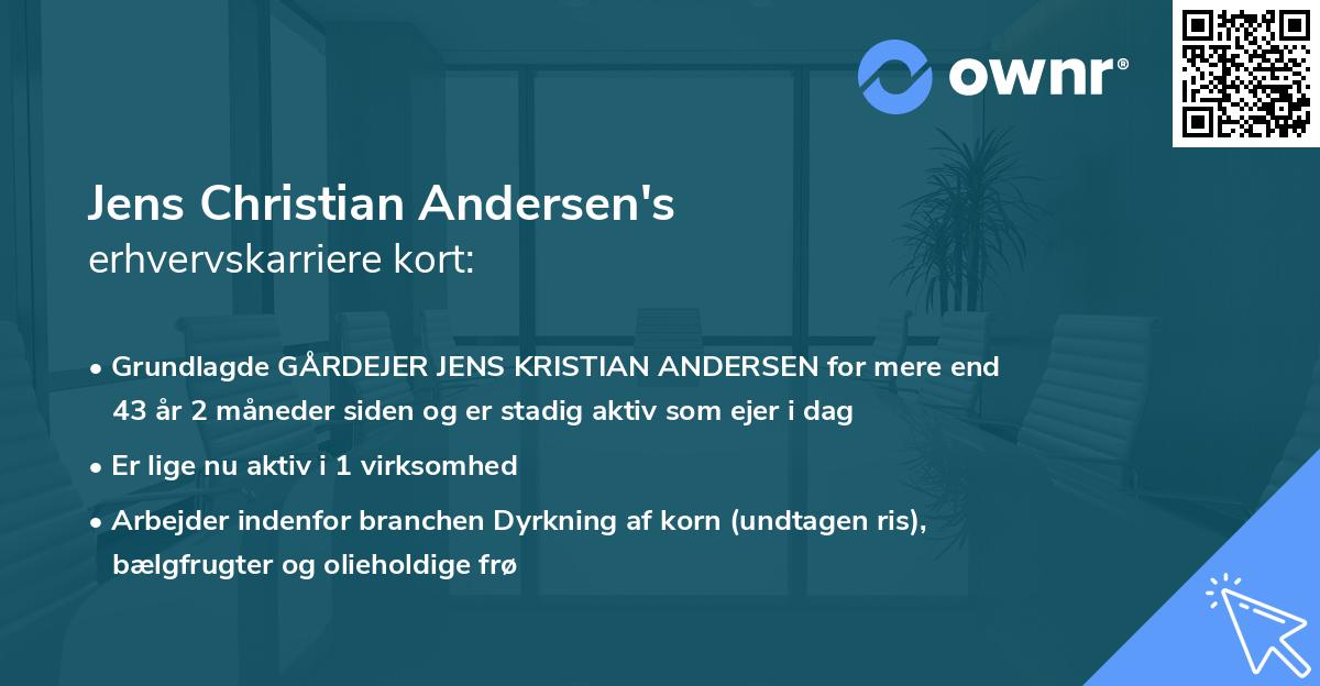 Jens Christian Andersen's erhvervskarriere kort