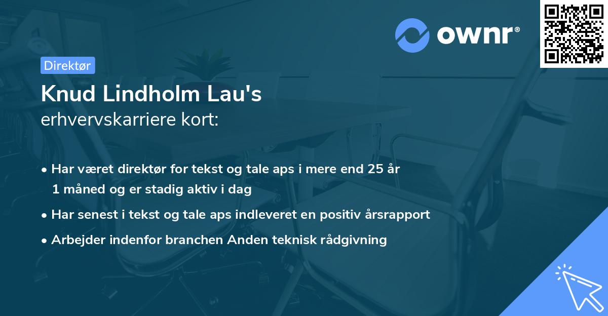 Knud Lindholm Lau's erhvervskarriere kort