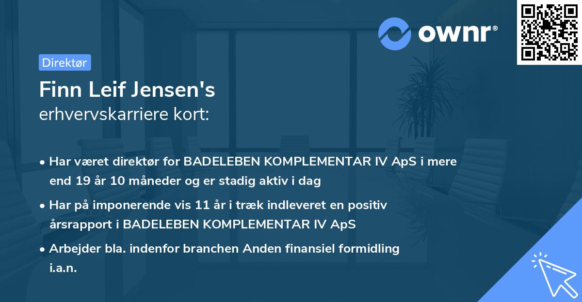 Finn Leif Jensen's erhvervskarriere kort