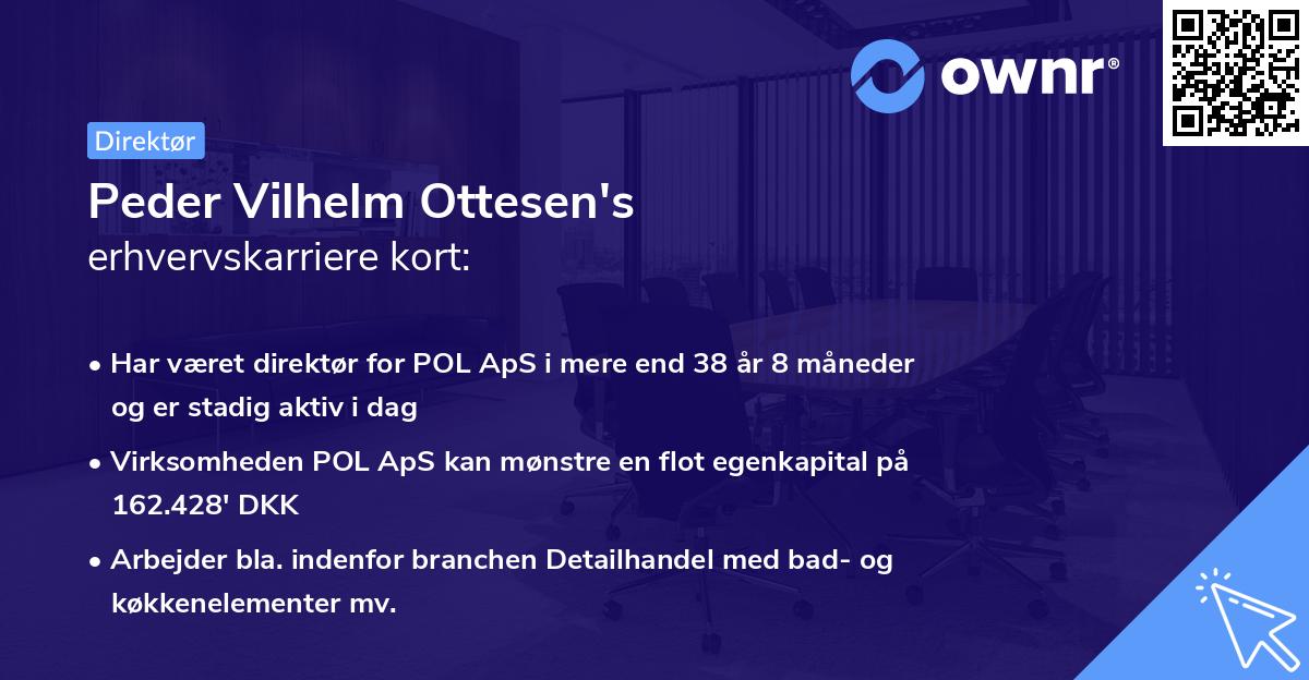 Peder Vilhelm Ottesen's erhvervskarriere kort