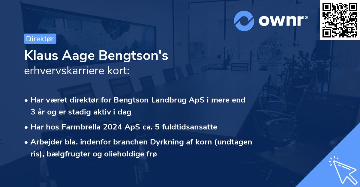 Klaus Aage Bengtson's erhvervskarriere kort