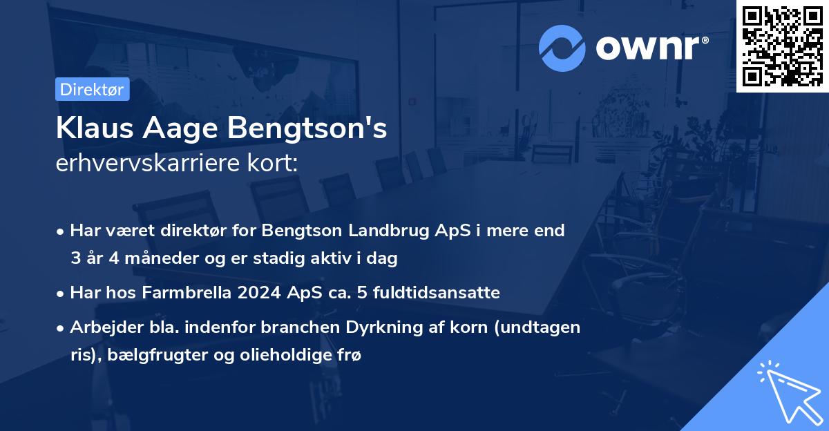 Klaus Aage Bengtson's erhvervskarriere kort