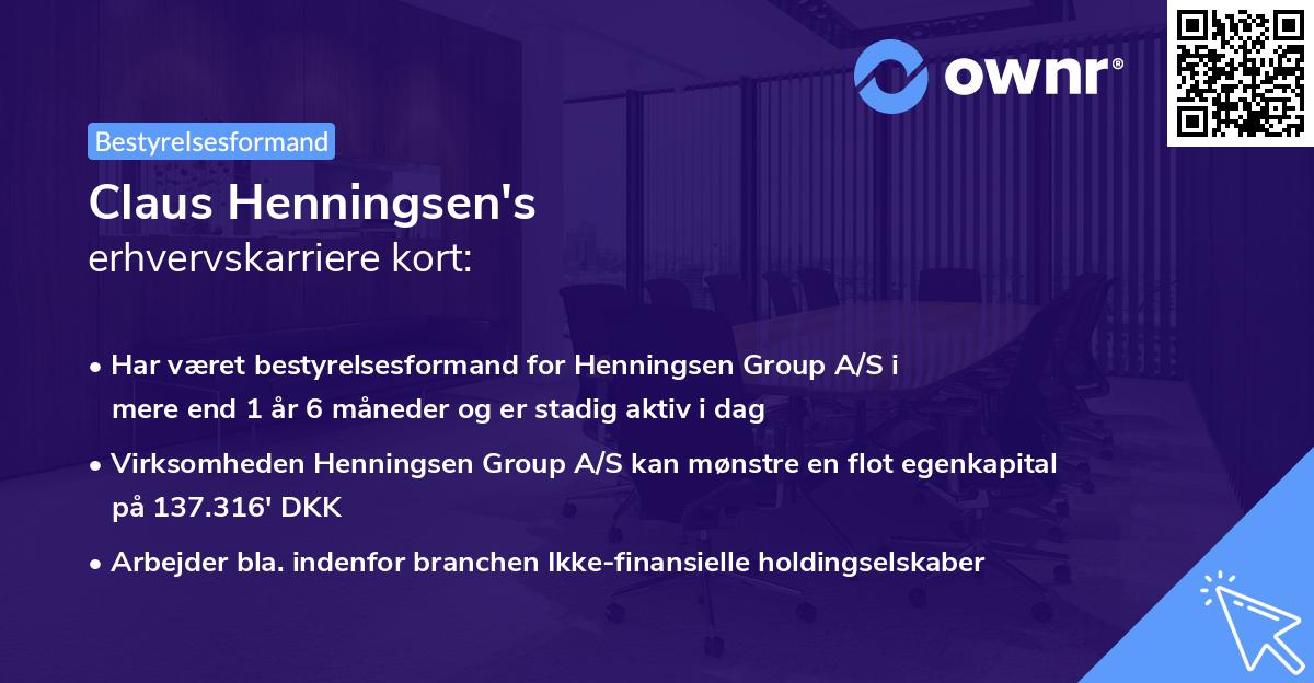 Claus Henningsen's erhvervskarriere kort