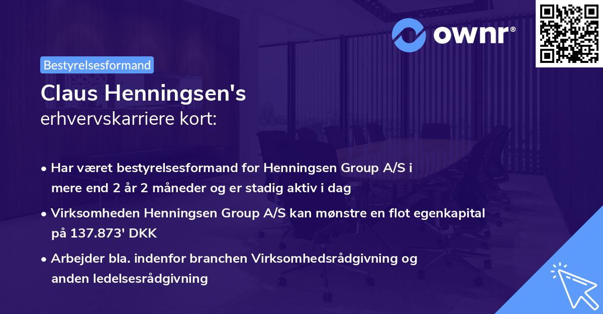 Claus Henningsen's erhvervskarriere kort