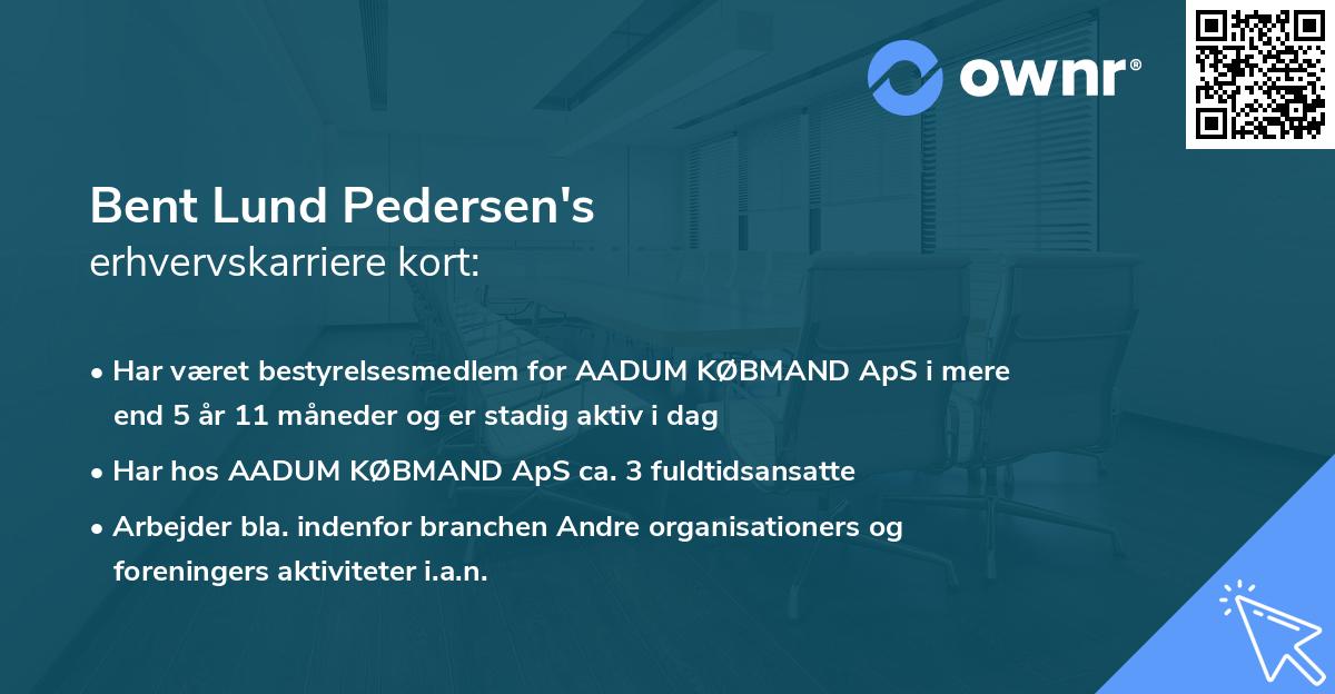 Bent Lund Pedersen's erhvervskarriere kort