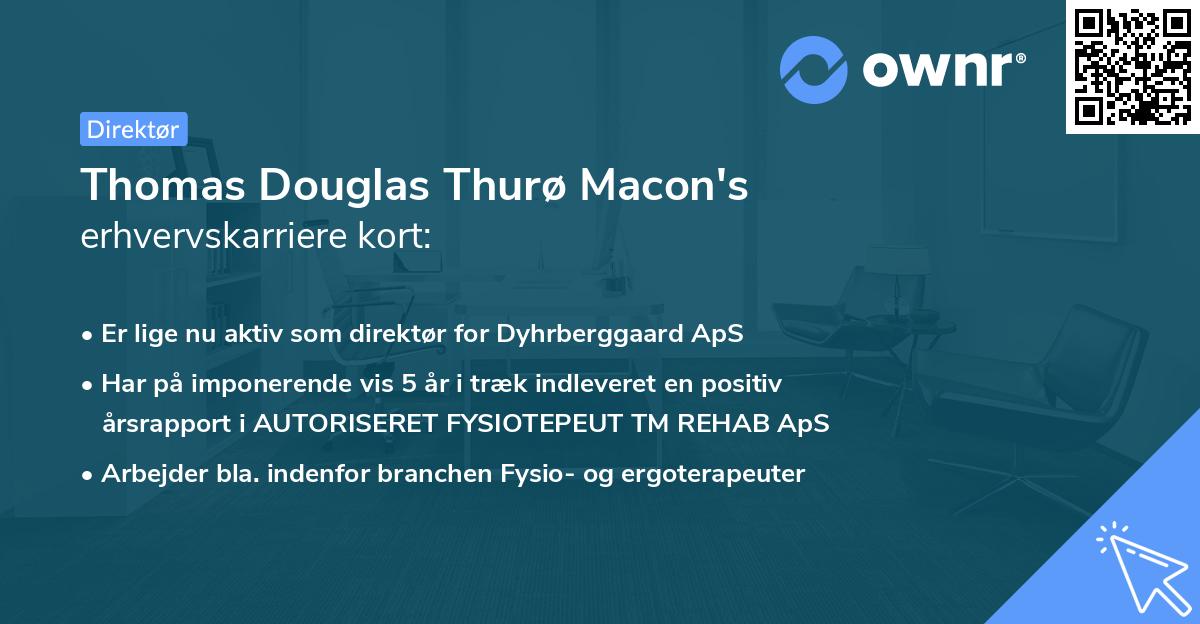 Thomas Douglas Thurø Macon's erhvervskarriere kort