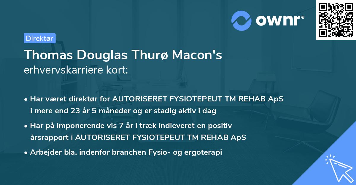 Thomas Douglas Thurø Macon's erhvervskarriere kort
