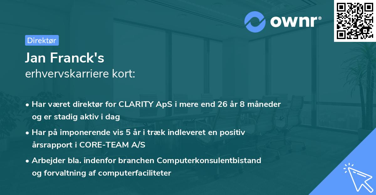 Jan Franck's erhvervskarriere kort