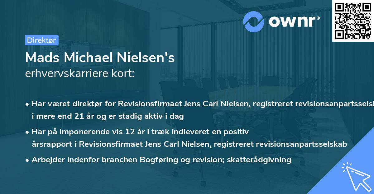 Mads Michael Nielsen's erhvervskarriere kort