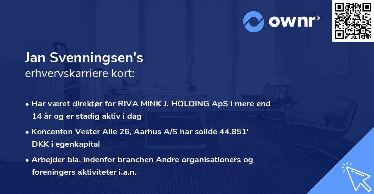 Jan Svenningsen's erhvervskarriere kort