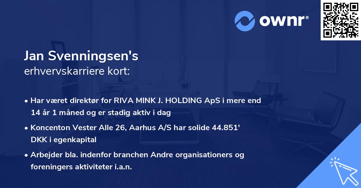 Jan Svenningsen's erhvervskarriere kort