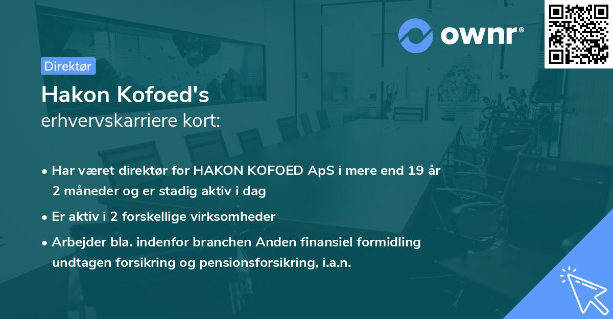 Hakon Kofoed's erhvervskarriere kort