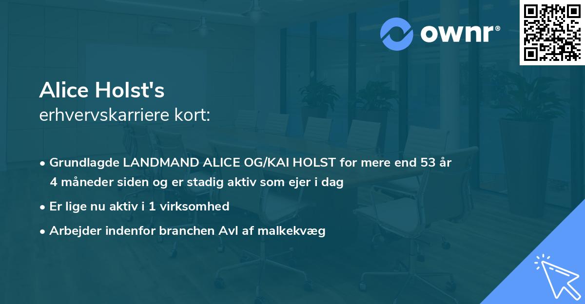 Alice Holst's erhvervskarriere kort