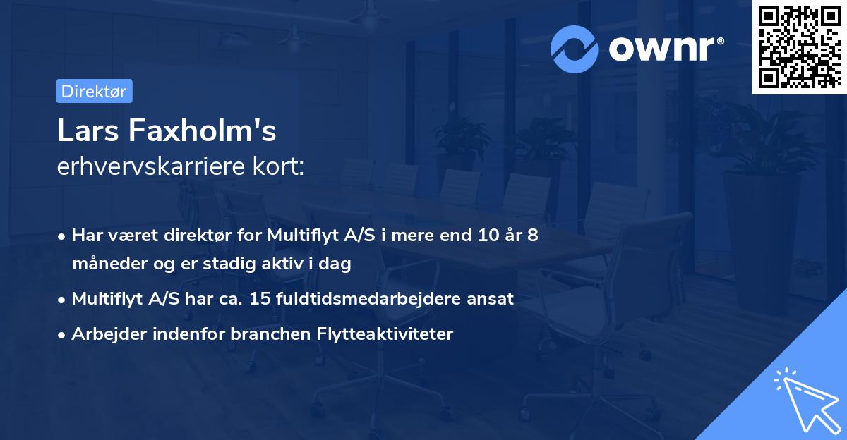 Lars Faxholm's erhvervskarriere kort