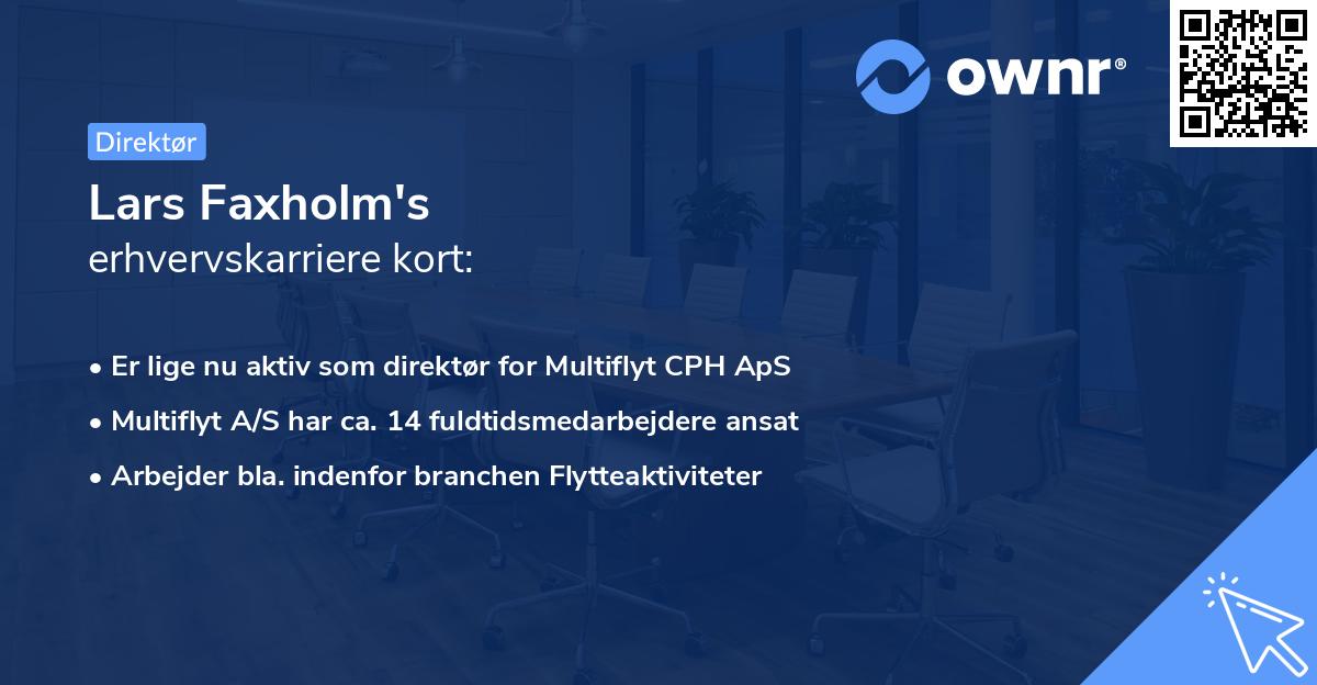 Lars Faxholm's erhvervskarriere kort
