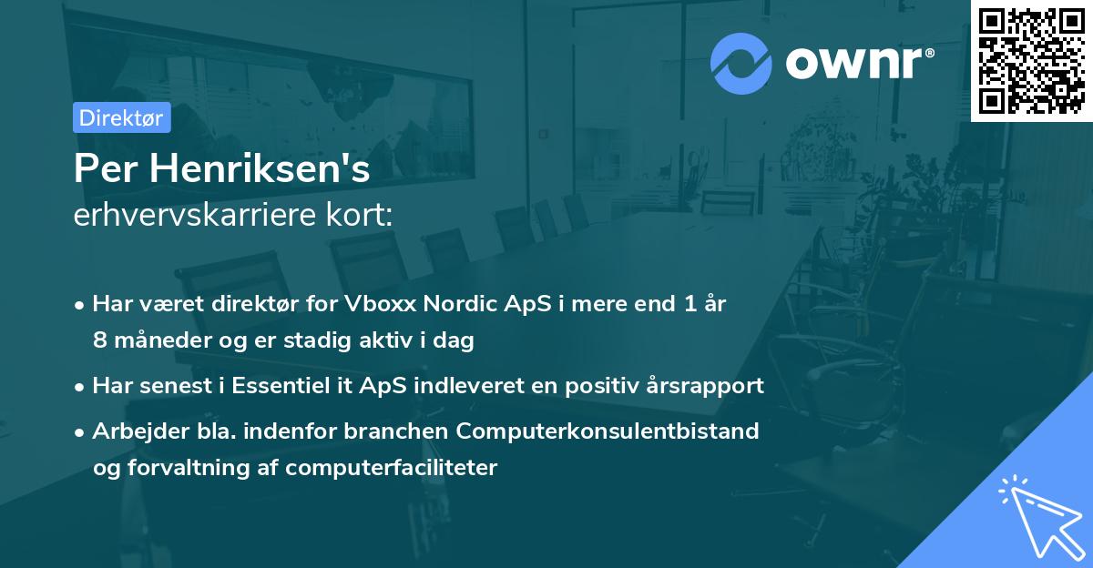 Per Henriksen's erhvervskarriere kort