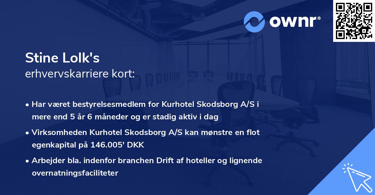 Stine Lolk's erhvervskarriere kort