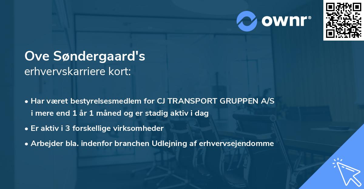 Ove Søndergaard's erhvervskarriere kort