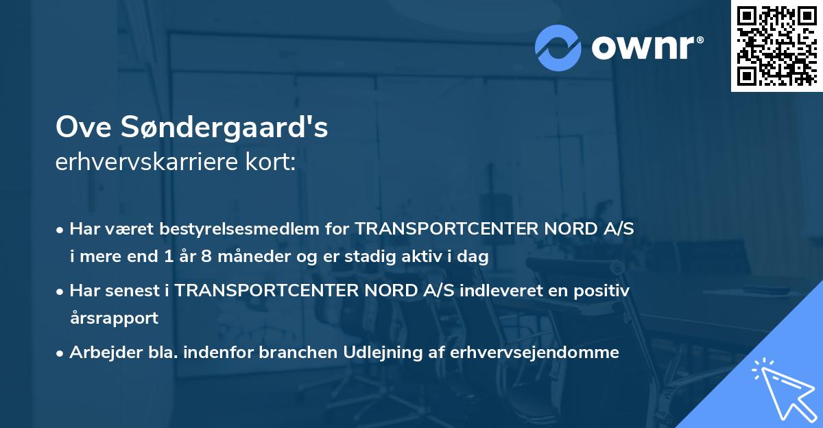 Ove Søndergaard's erhvervskarriere kort