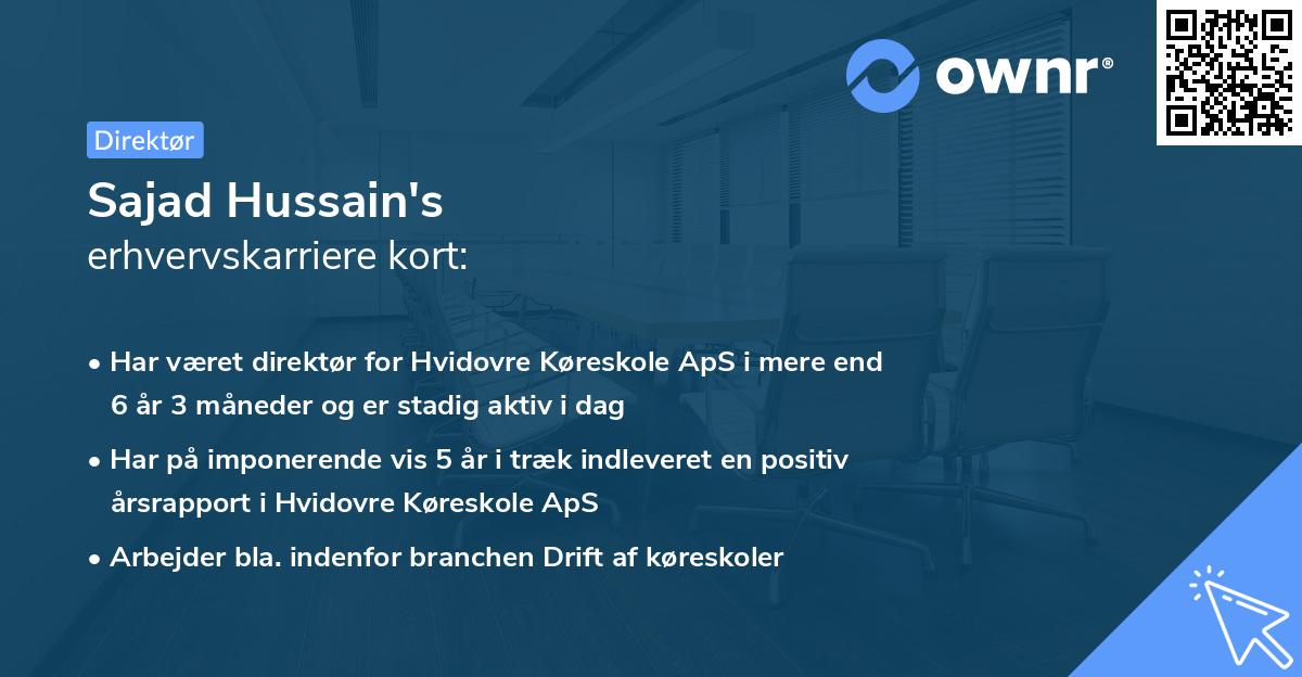 Sajad Hussain's erhvervskarriere kort