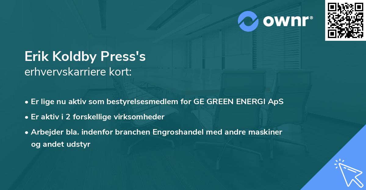 Erik Koldby Press's erhvervskarriere kort