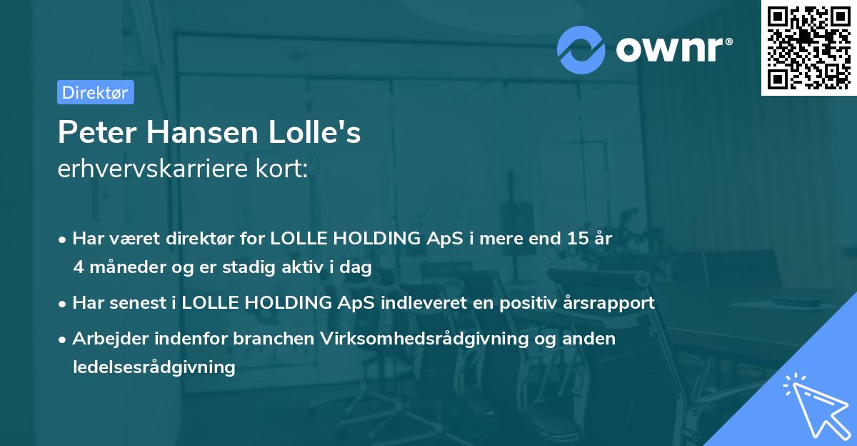 Peter Hansen Lolle's erhvervskarriere kort