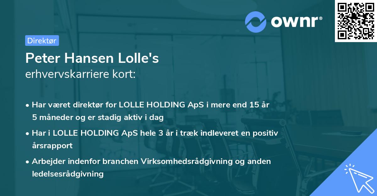 Peter Hansen Lolle's erhvervskarriere kort