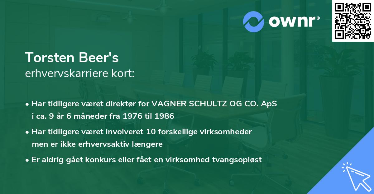 Torsten Beer's erhvervskarriere kort