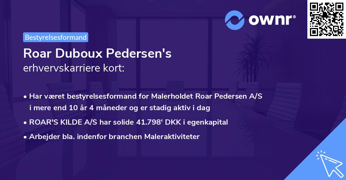 Roar Duboux Pedersen's erhvervskarriere kort