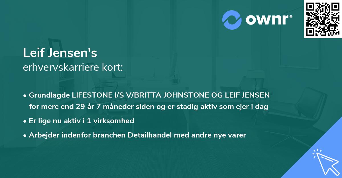 Leif Jensen's erhvervskarriere kort
