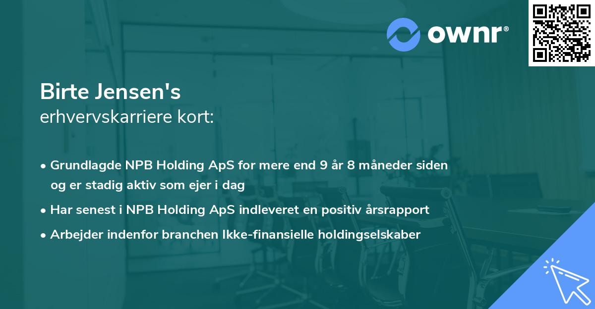 Birte Jensen's erhvervskarriere kort