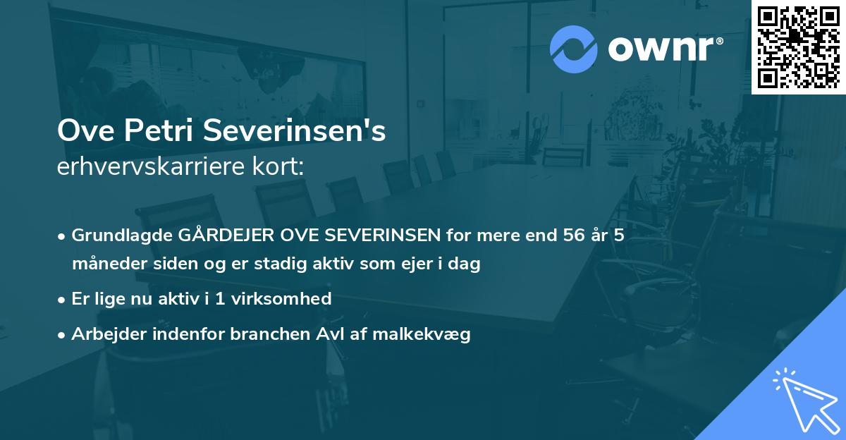 Ove Petri Severinsen's erhvervskarriere kort