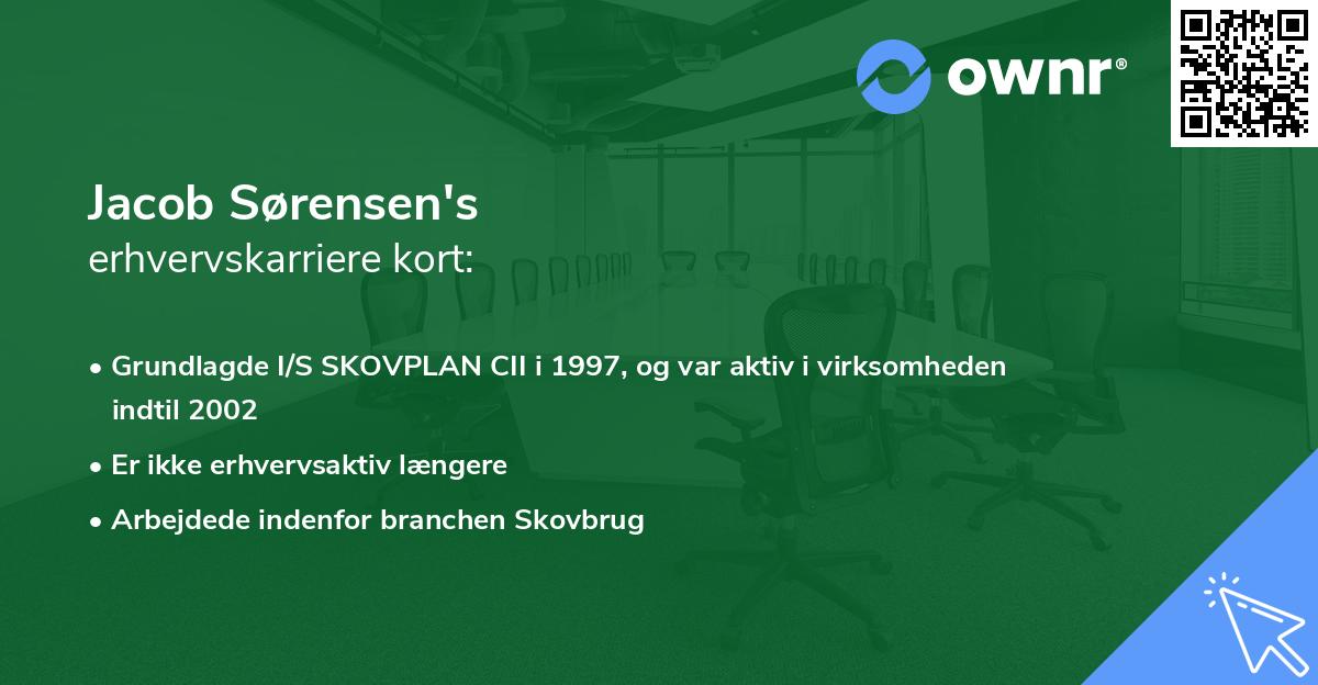 Jacob Sørensen's erhvervskarriere kort