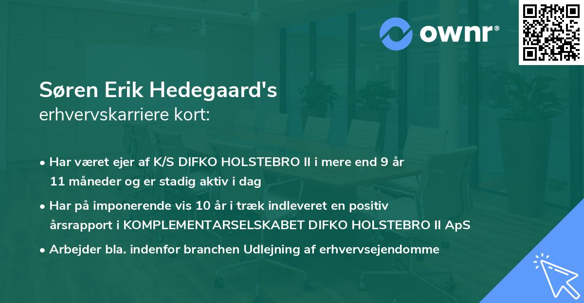 Søren Erik Hedegaard's erhvervskarriere kort