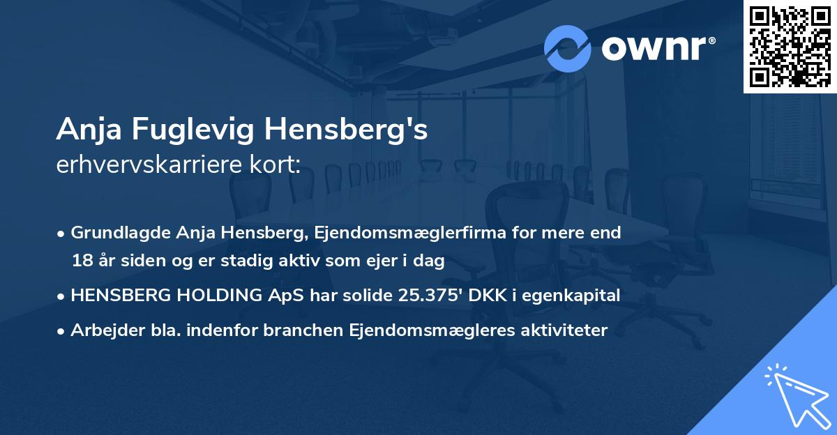 Anja Fuglevig Hensberg's erhvervskarriere kort