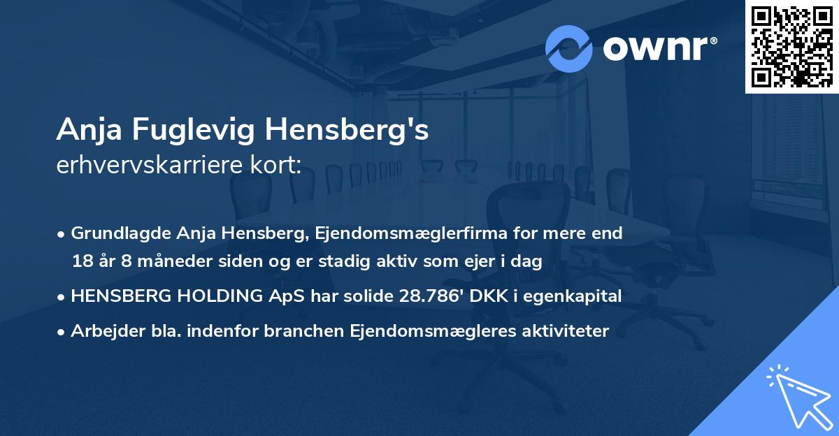 Anja Fuglevig Hensberg's erhvervskarriere kort