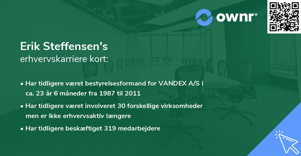 Erik Steffensen's erhvervskarriere kort